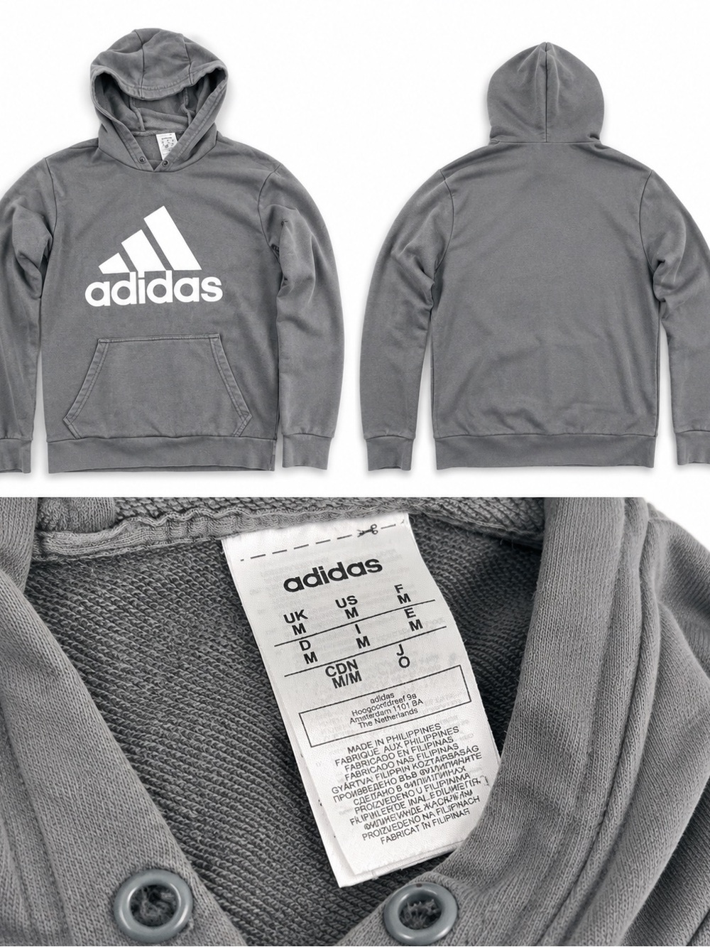 adidas Gray Pullover Hoodie with White Trefoil Logo